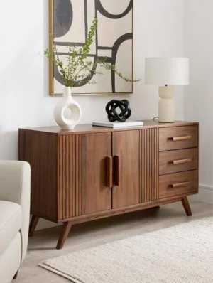 Console Table - Solid  Wood & Rattan